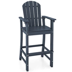 Outdoor HDPE Bar Height Stool Patio Tall Chair Armrest Footrest All Weather - Picture 1 of 6