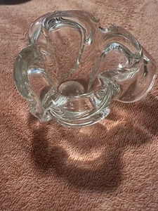 Antique Modernist MCM Hand-Blown Art Glass Crystal Freeform Ashtray Heavy- 1950s - Picture 1 of 4