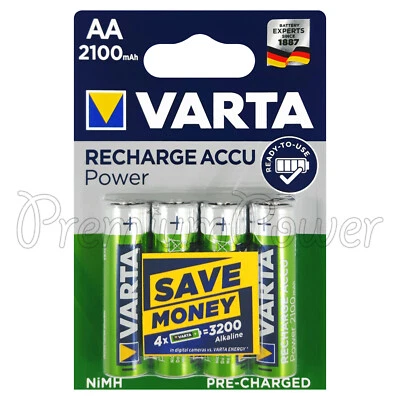 4 x Pilas Varta AA 2100mAh Recargables Ni-MH 1.2V HR6 LR6 Stilo Accu Power Foto 1 de 2