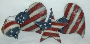 Hannas Handiworks 60650 American Flag 4 Ornament Set 2 Hearts 1 Ball Star - Picture 1 of 5