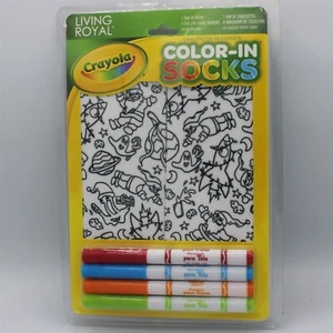 Living Royal Crayola Color-In Socks Santa In Space Christmas Kids One Size - Picture 1 of 1