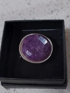 1/2 Price EOFY Sale Retro Purple Amethyst stone silver toned size 19 - Picture 1 of 6