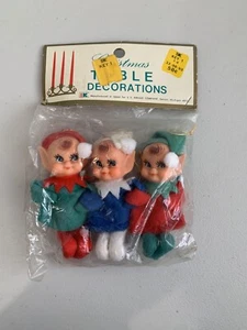 Vintage Knee Hugger Elf In Package Made In Japan Lot Of 3 Christmas Decor - Picture 1 of 8