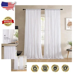 Stylish and Easy-Care 50" x 84" Semi-Sheer Curtains for Bedroom & Living Room - Picture 1 of 12