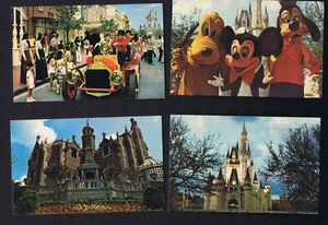 1970's Walt Disney World Postcards Set/4-Magic Kingdom-Haunted Mansion-Castle - Picture 1 of 2