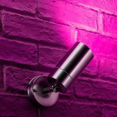 Auraglow Stainless Steel Outdoor Remote Controlled Colour Changing GU10 Wall Lig - Image 1 of 4