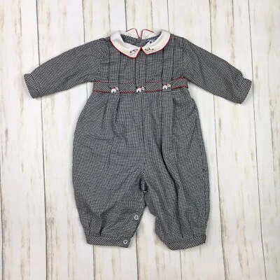 Carruaje Boutique Vintage Infantil Talla 6 Meses Scottie Perro Bordado Una Pieza Foto 1 de 4