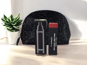 MAC Matte Lipstick CHILI 602 & MAC Prep+Prime Radiance Primer + Makeup Bag Lot - Picture 1 of 16