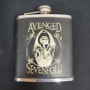 AVENGED SEVENFOLD Collector's Pleather Stainless Steel 6 oz Drinking Flask NECA - Picture 1 of 12