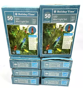 LED Christmas Multi Color Lights 50 String Green Wire Lot 8 Box Holiday Time - Picture 1 of 4