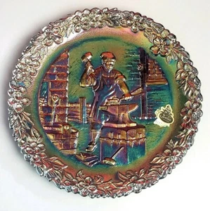 Vintage 1972 Fenton Carnival Glasplatte & Ständer Dorfschmied Nr. 3 Serie - Bild 1 von 8