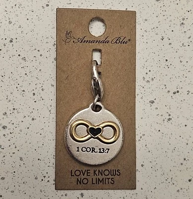 NEW Amanda Blu Charm 1 COR 13:7 Love Knows No Limits Bible Verse Religious  - Image 1 of 4
