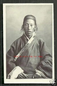 Tibet Foto AK Mann Ohrringe Tracht um 1900 - Bild 1 von 1