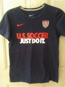 NIKE Womens Large Slim Fit U.S. Soccer T-shirt Top JUST DO IT Short Sleeves - Picture 1 of 6
