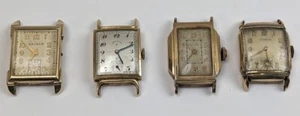 Lot 4 Vintage ART DECO Tank Style Men's Wrist Watch - Repair Lot Waltham Elgin - Picture 1 of 10