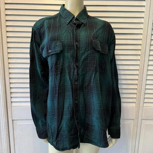 Camisa informal con botones XL verde negra a cuadros descolorida Glory para hombre - Imagen 1 de 11