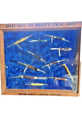 RARE Camillus Pocket Knife Display Case With 11 Used Camillus Knives Good Snap - Image 1 of 4