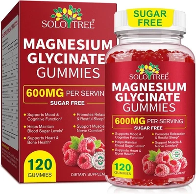 SOLO TREE 120 Count Magnesium Glycinate Gummies,High Absorption Magnesium Supplement