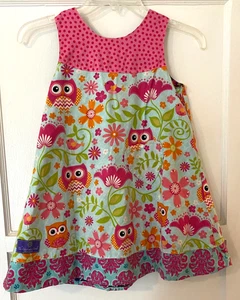 The Unbroken Circle Dress Girls Size XL Reversible Handmade Floral Owl Pockets - Picture 1 of 18