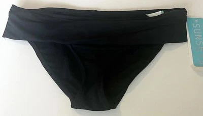 New Sunsets Women’s Swimwear Fold Over Black Bikini Bottom, Sz XL, NWT - Imagem 1 de 4