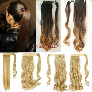 US Soft NEW Clip In as human Hair Extension Pony Tail Wrap Around Ponytail H828 - Picture 1 of 25