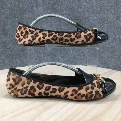 Merona Zapatos Mujer 8 Ballet Pisos Marrón Estampado Leopardo Sin Cordones Informales Puntera Foto 1 de 4