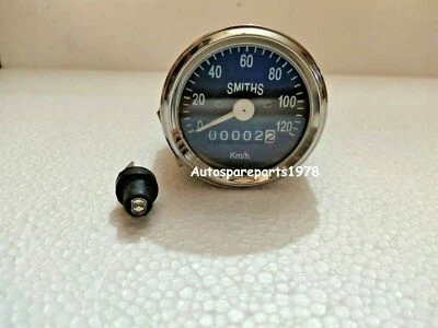 AFTERMARKET NEW SMITHS REPLICA 0 - 120 KMH SPEEDO BLACK FACE BSA, ENFIELD, NORTON, TRIUMPH BC