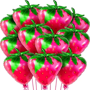 , Huge Pink Strawberry Balloons - 25 Inch, Pack of 12 | Strawberry Party Decorat - Picture 1 of 12