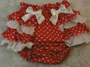 ADULT BABY SISSY cotton red spotty DIAPER COVER PANTIES fancy dress OPT LININGS - Picture 1 of 6