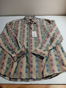 Jhane Barnes Cotton Blend Button Up Shirt Men's Size XL NWT Argyle Print - Picture 1 of 10