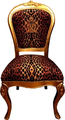 Chaise baroque de luxe Pompööös by Casa Padrino couronne léopard or Harald Glööckler - Photo 1/2