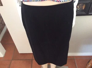 Escada Black Label sz 42 Straight Skirt Black Velvet Cotton - Picture 1 of 8