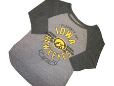 New Women Juniors NCAA Iowa Hawkeyes 3/4 Sleeve Gray Football Jersey Shirt Top