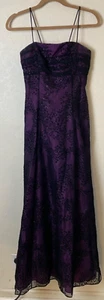 VTG Morgan Co Prom Dress Maxi Gown Fuchsia Black lace overlay Goth 90s Y2K 5/6 - Picture 1 of 4