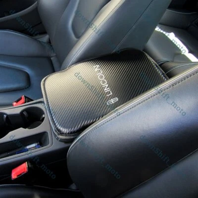 LINCOLN Carbon Fiber Car Center Console Armrest Cushion Mat Pad Cover UNIVERSAL - Image 1 of 4