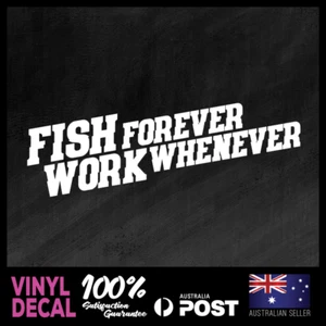 FISH FOREVER - FISHING GRAPHIC FUNNY DECALS SILLY JDM STICKERS FSH002 - 195x50mm - Picture 1 of 2