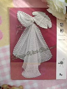 Vintage Knitting Pattern Baby's Shawl In 3 & 4-Ply Wool & Matinee Coat - Picture 1 of 1