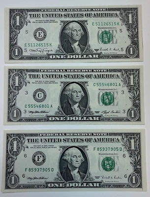 CU 3 Piece Lot 1988-A/1993/1995 $1 FRN Web Notes! UNCIRCULATED - Image 1 of 4