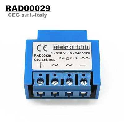 Italy CEG s.r.l.-Italy RAD00029 0-550V~ 0-240V- 2A@80℃ motor brake rectifier
