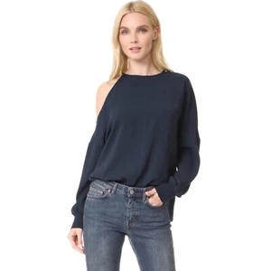 Blusa Tibi Savannah Corte Hombro Frío Crepé Talla M Azul Marino - Imagen 1 de 11
