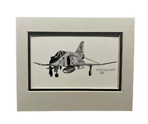 LUFTWAFFE Jetzeichnung signiert Milich Bild WS MARINES Phantom Militärflugzeug F4B - Bild 1 von 6