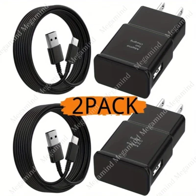 PACK de 2 cables de carga rápida con bloque de cargador de pared USB para Samsung S10 S9 S10 S20 Foto 1 de 4