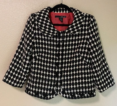 Chaqueta Blazer Mujer Willi Smith Grande Negro Blanco Bordado Patrón Retro Foto 1 de 4