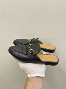 Mocasín Gucci Princetown Jordaan Horsebit cuero negro piel mujer 5 EE. UU. 35 UE - Imagen 1 de 8