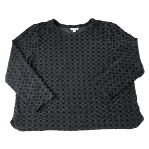 J.Jill Ponte Women’s Long Sleeve Sweater Diamond Black Size XL - Picture 1 of 7