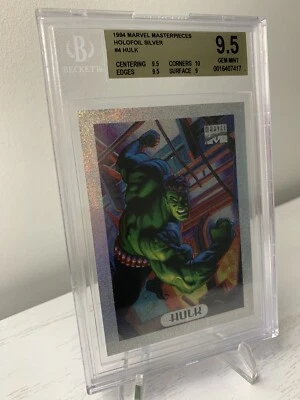 🔥 1994 Marvel Masterpieces Holofoil Silver #4 Hulk Card Graded BGS 9.5 🟨 Pop 9 - Image 1 of 2