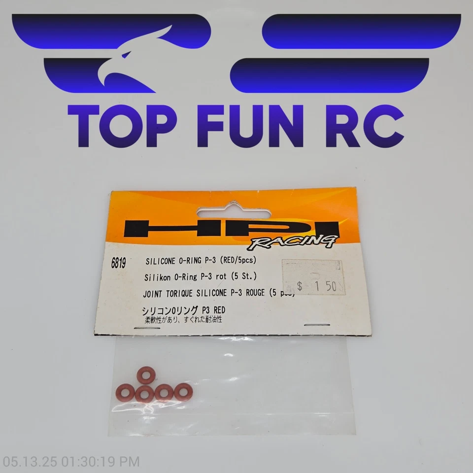 HPI RC 6819 Silicone O-Ring, P-3 (Red/5pcs.) - Image 1 of 1