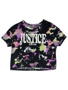 Justice Girls Black & Purple Tie Dye Short Sleeve T-Shirt Tee Shirt XL (16/18) - Picture 1 of 1