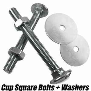 M12 12mm CUP SQUARE CARRIAGE BOLT COACH BOLTS PENNY WASHERS & NUTS ZINC - Picture 1 of 3