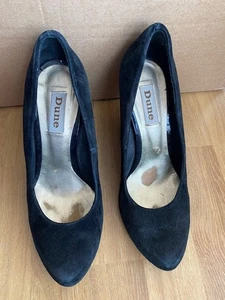 DUNE LADIES BLACK SUEDE WEDGE HEELED SHOES SIZE 38 EUR, 5 UK - Picture 1 of 4